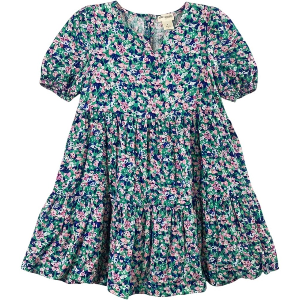 Crewcuts Floral Tiered Babydoll Dress Girls Size 6 Puff Sleeve Cottage Girly